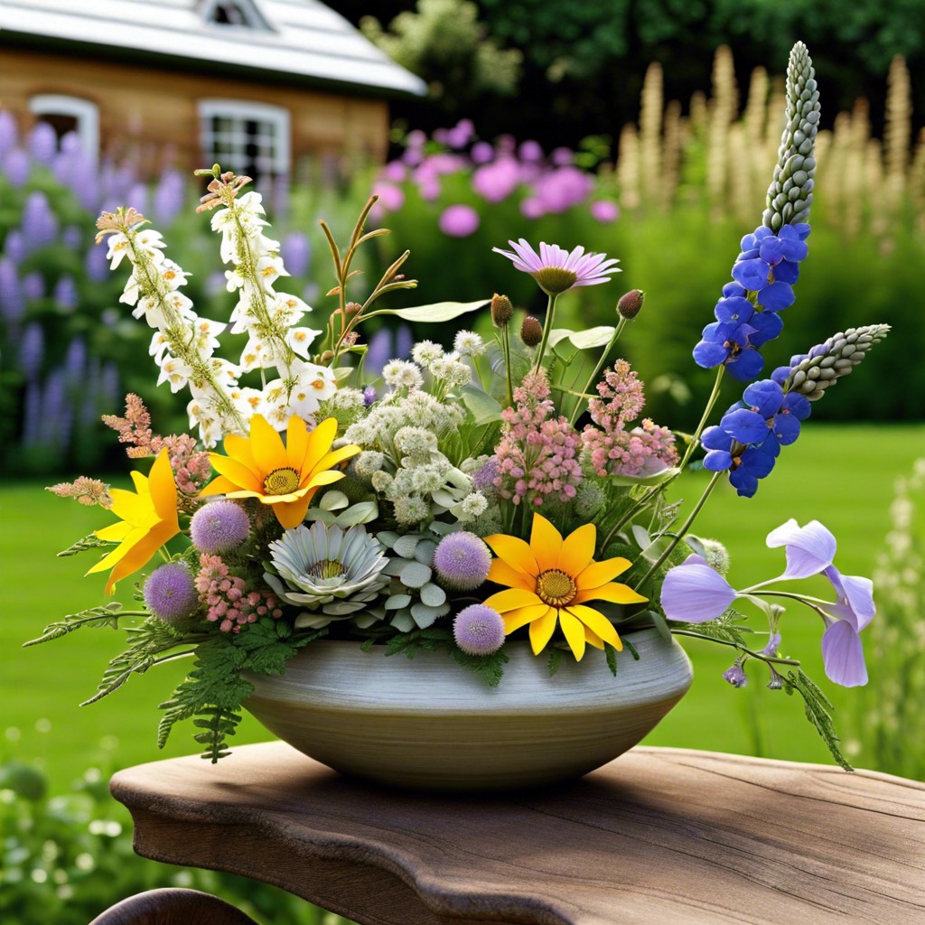 cottage garden with a tailored wildflower arrangement