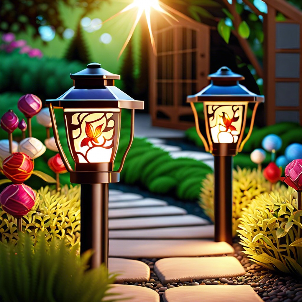 decorative solar lanterns along pathways