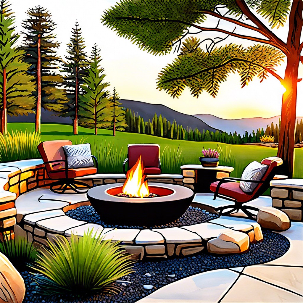 fire pit area with native rock seating