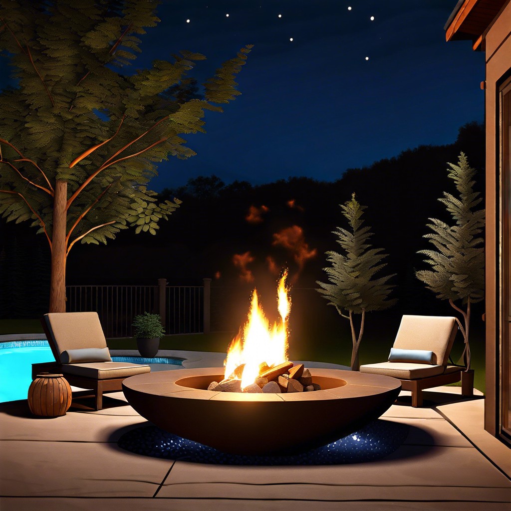 fire pit focal point incorporate a rock built fire pit area close to the pool for night time gatherings
