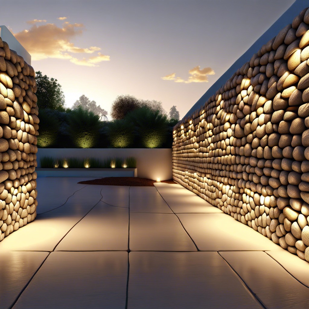 gabion wall with integrated lighting