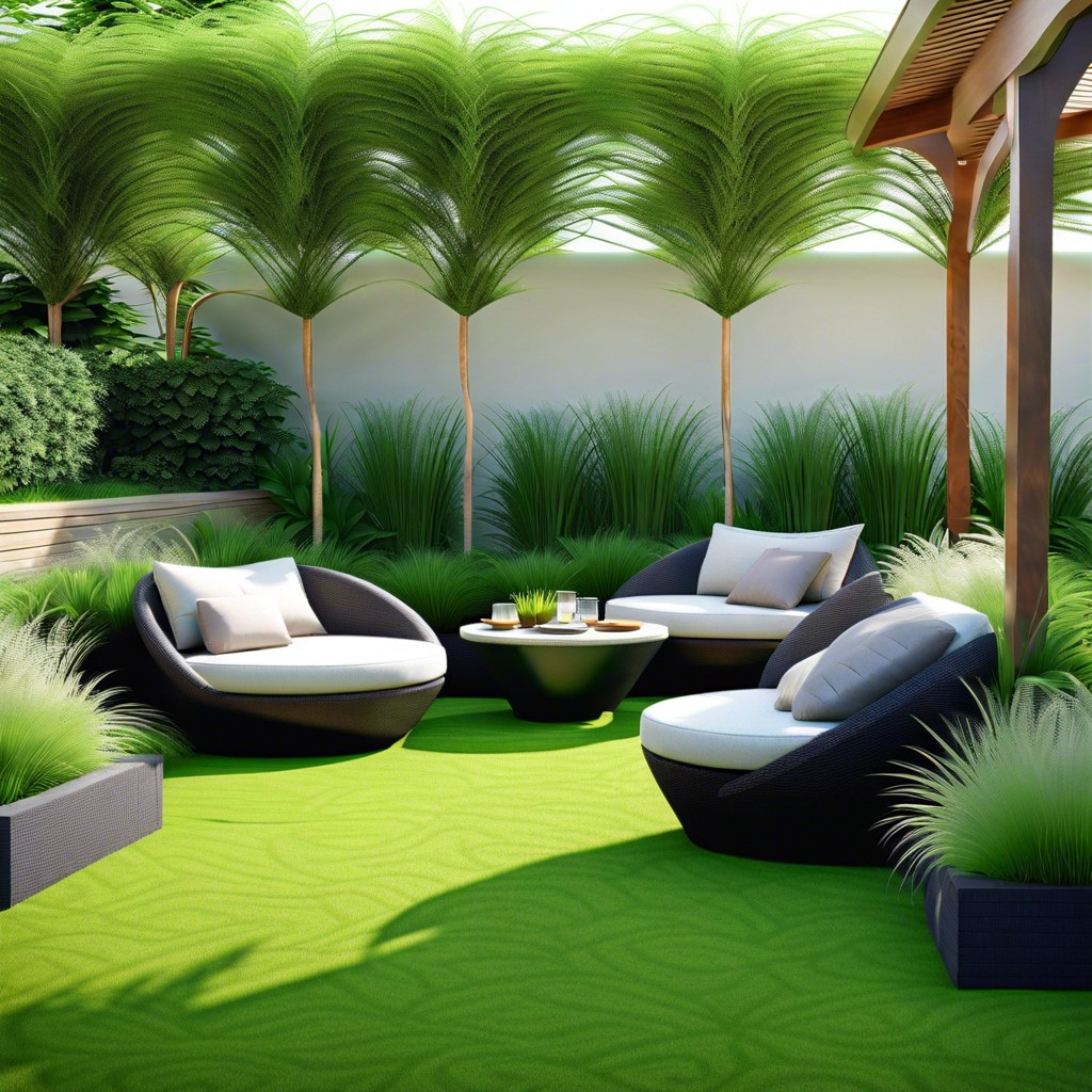grass covered sitting areas