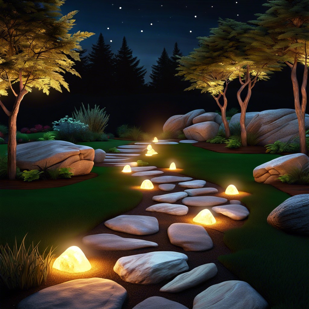 luminous rock garden paths that glow at night