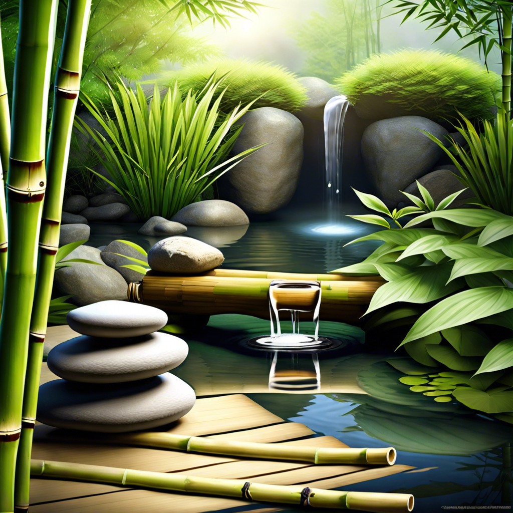 meditation garden with bamboo and tranquil water elements