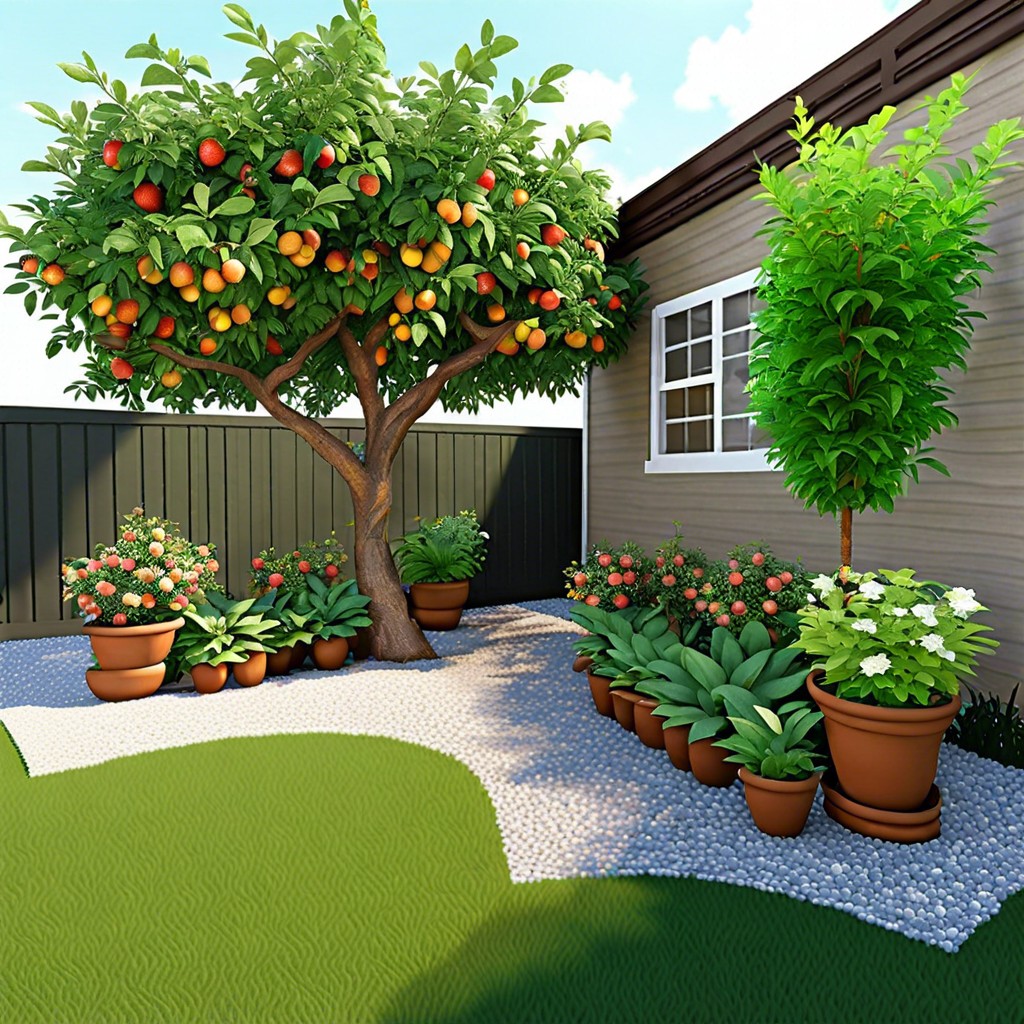 mini orchard with dwarf fruit trees