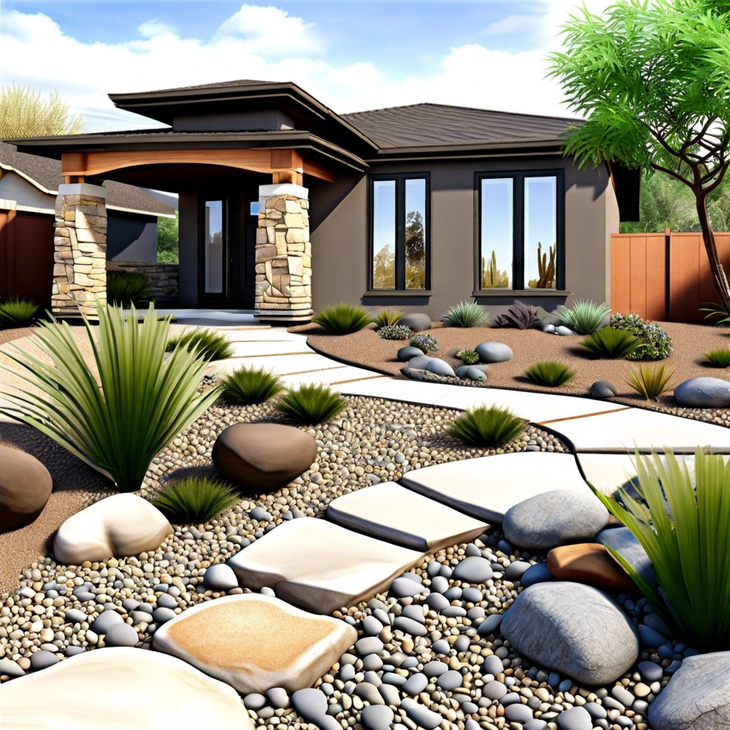 rock riverbed install a dry riverbed with smooth river rocks winding through the yard