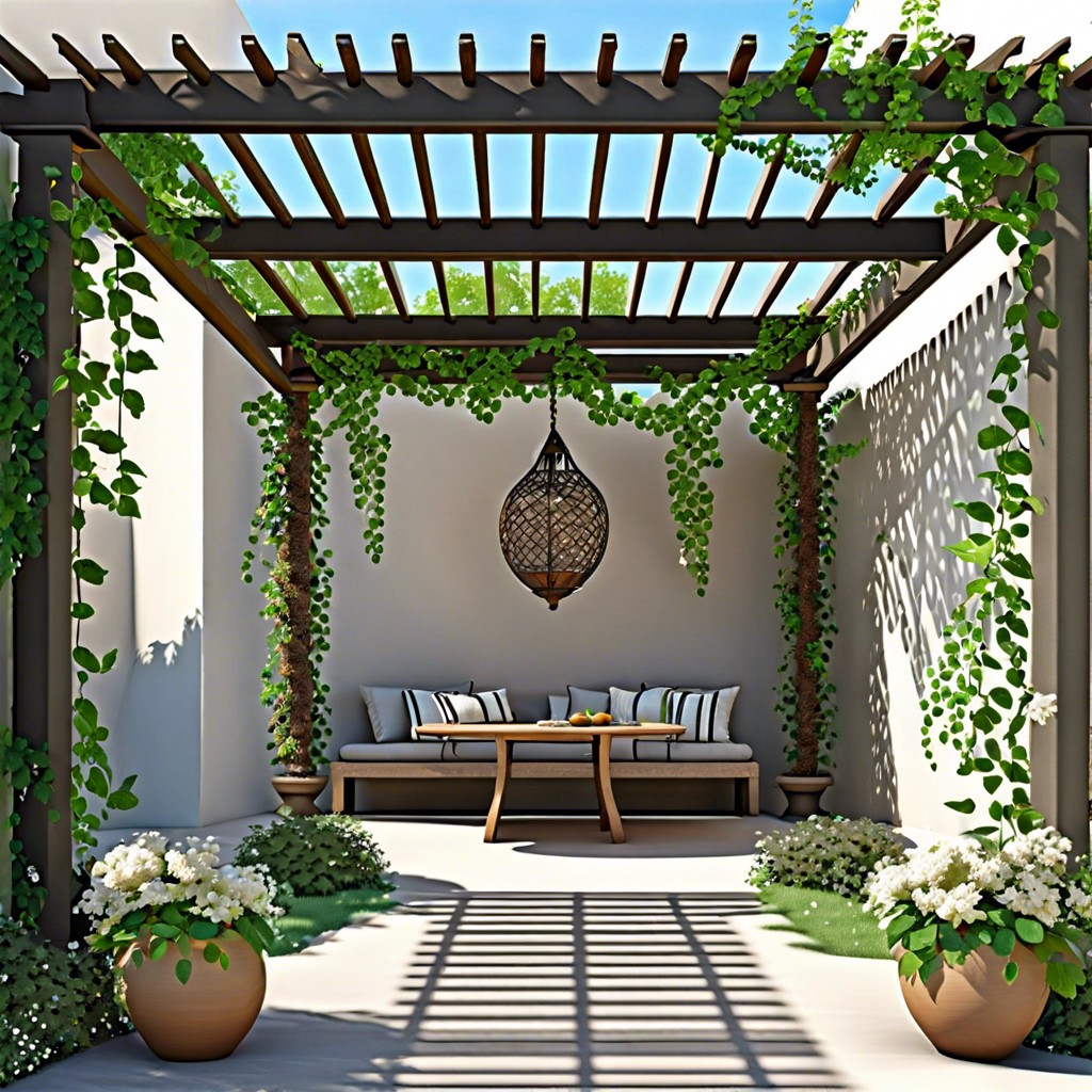 shady pergolas with climbing vines