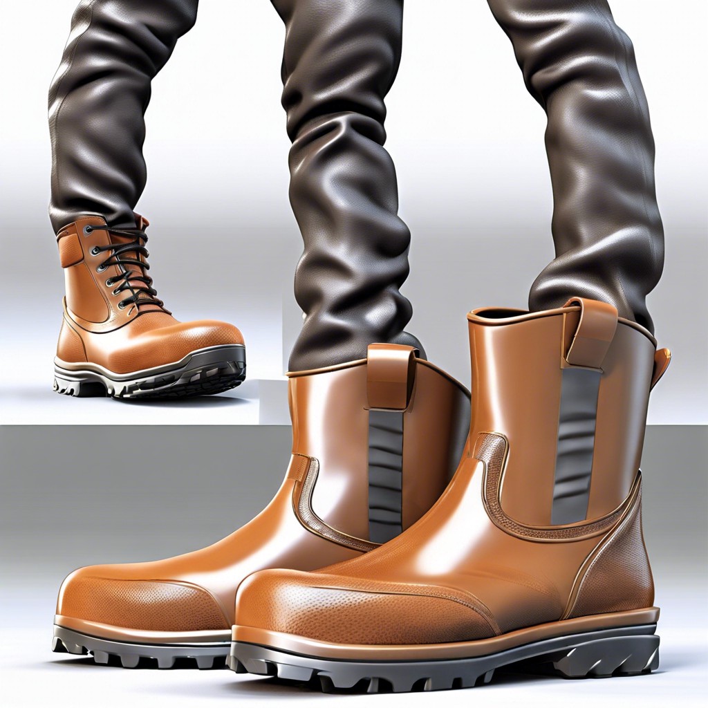 slip resistant boots with self cleaning tread patterns