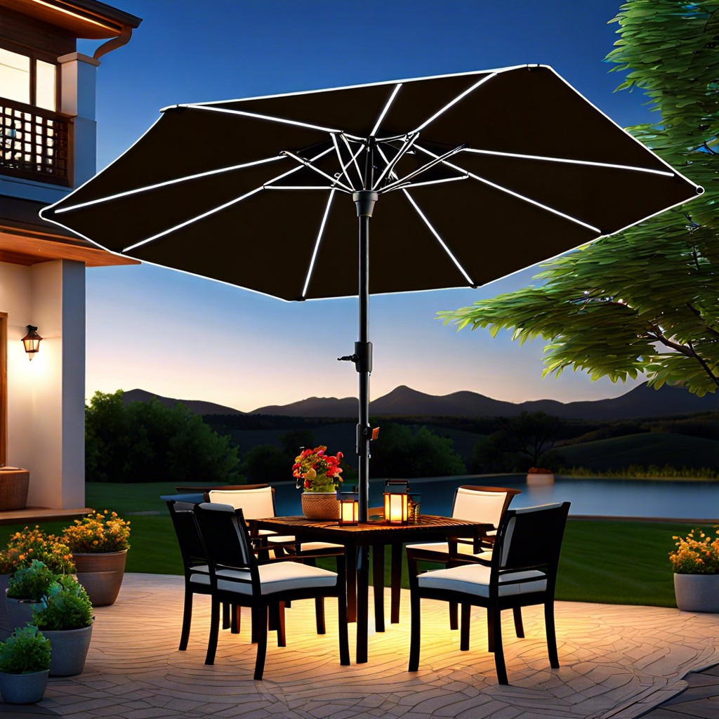 solar umbrella lights for patio areas