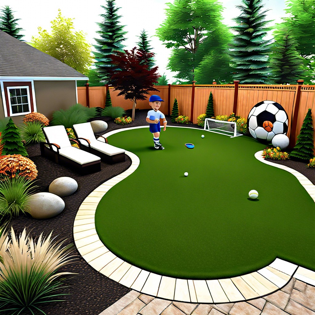 sports themed landscapes including putting greens and bocce ball courts