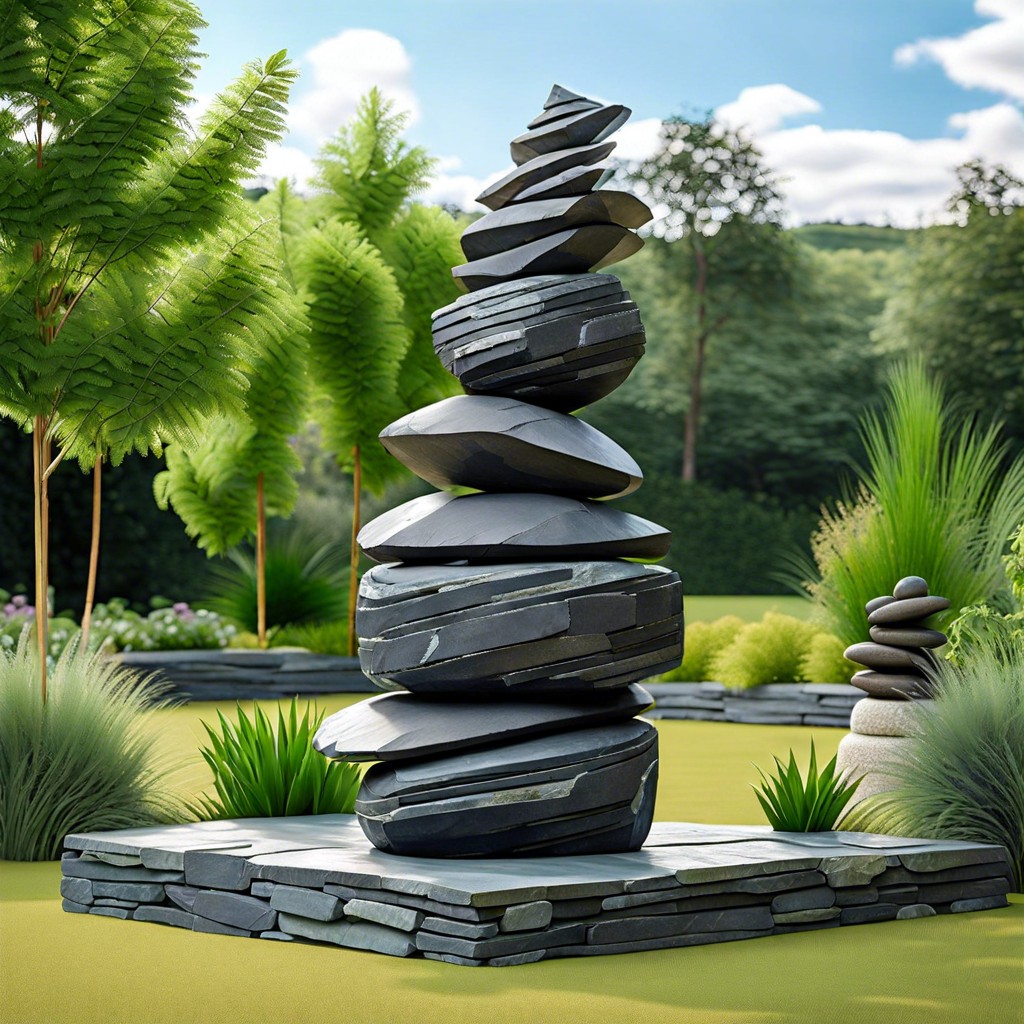 stacked slate sculptures