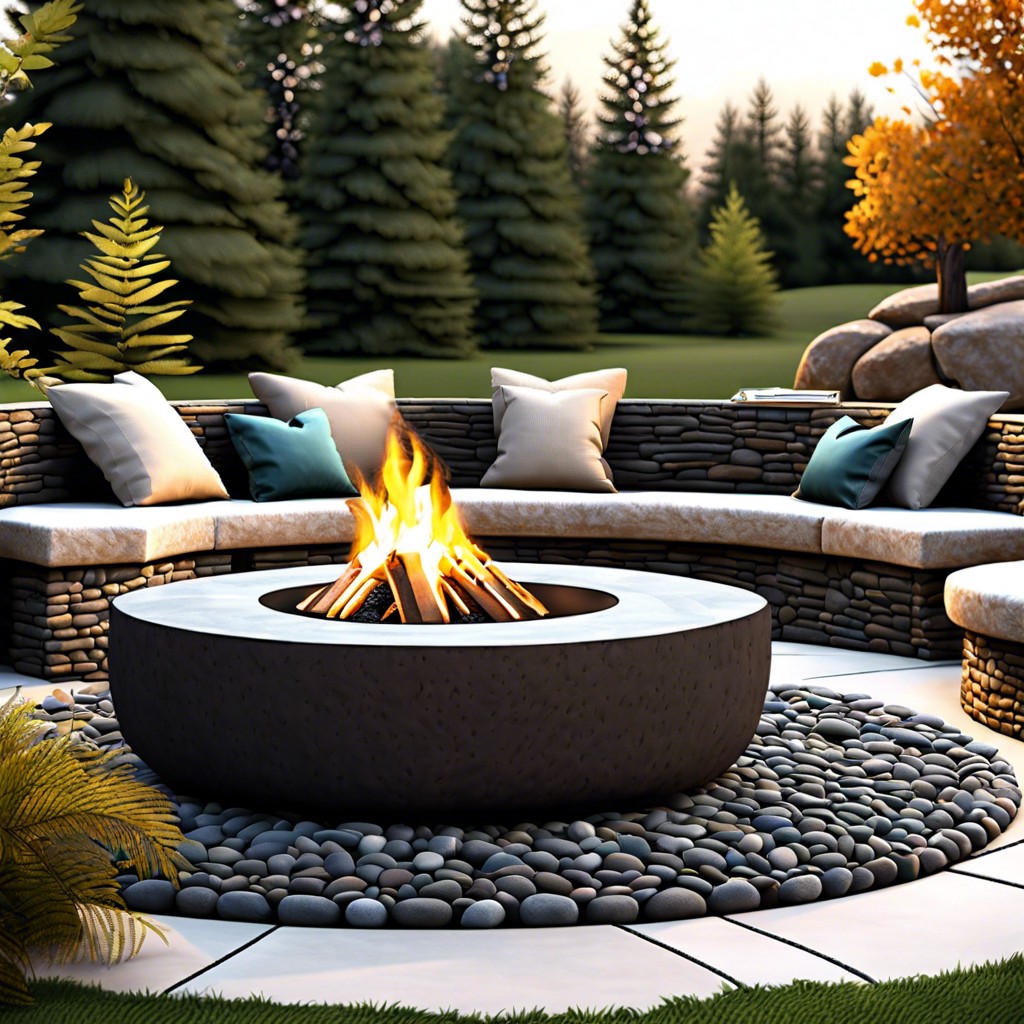 stone fire pit with circular seating