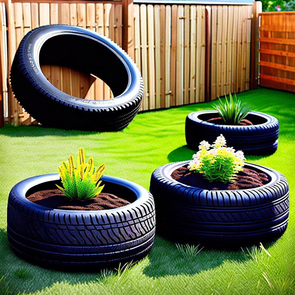 upcycled tire planters