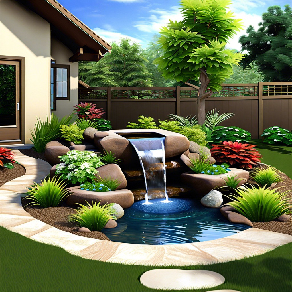 water feature with koi pond