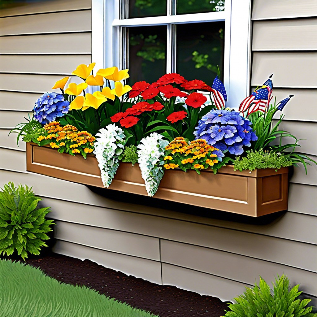 window boxes with seasonal flowers
