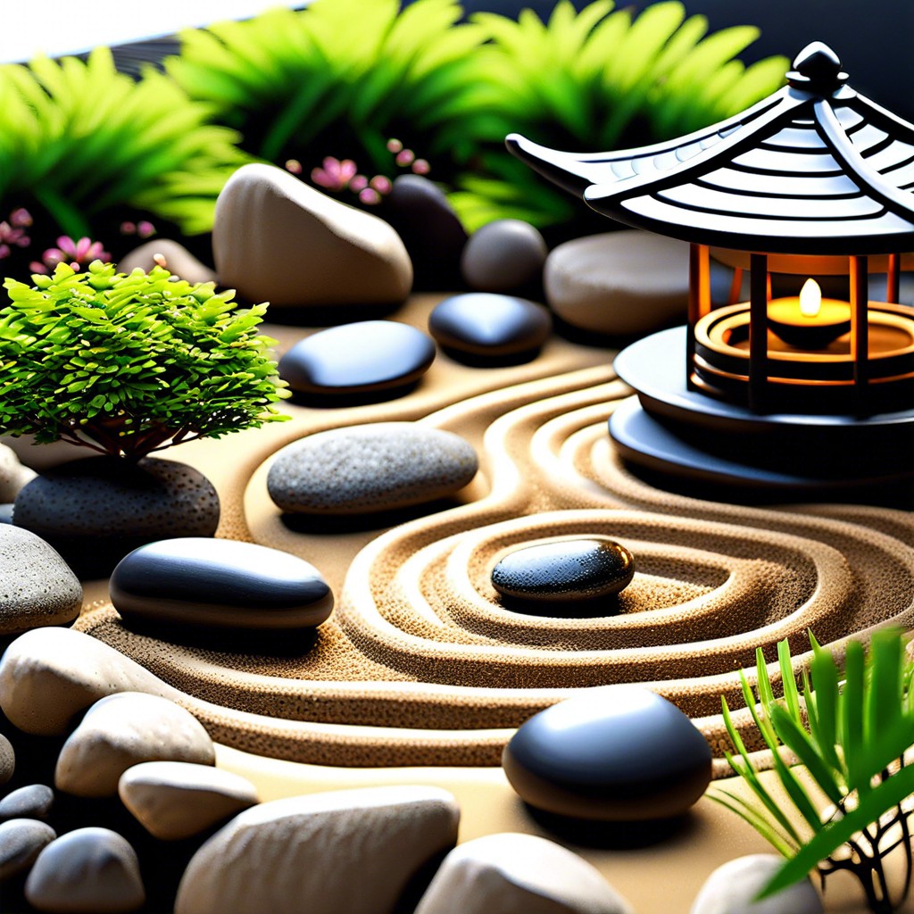 zen garden with rocks and sand