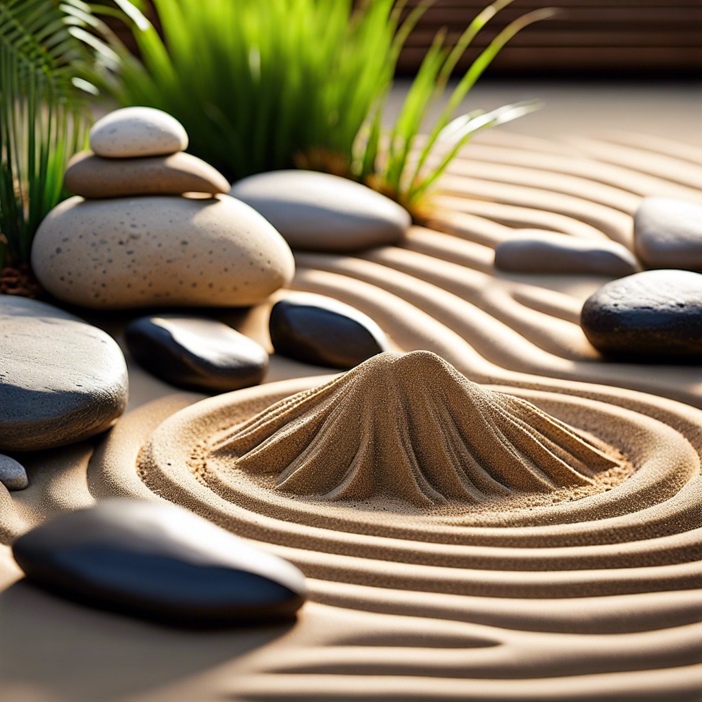 zen rock garden rake sand and place large rocks for a meditative zen garden