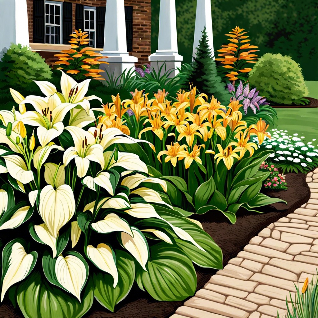 hostas in shady areas daylilies in sunny spots