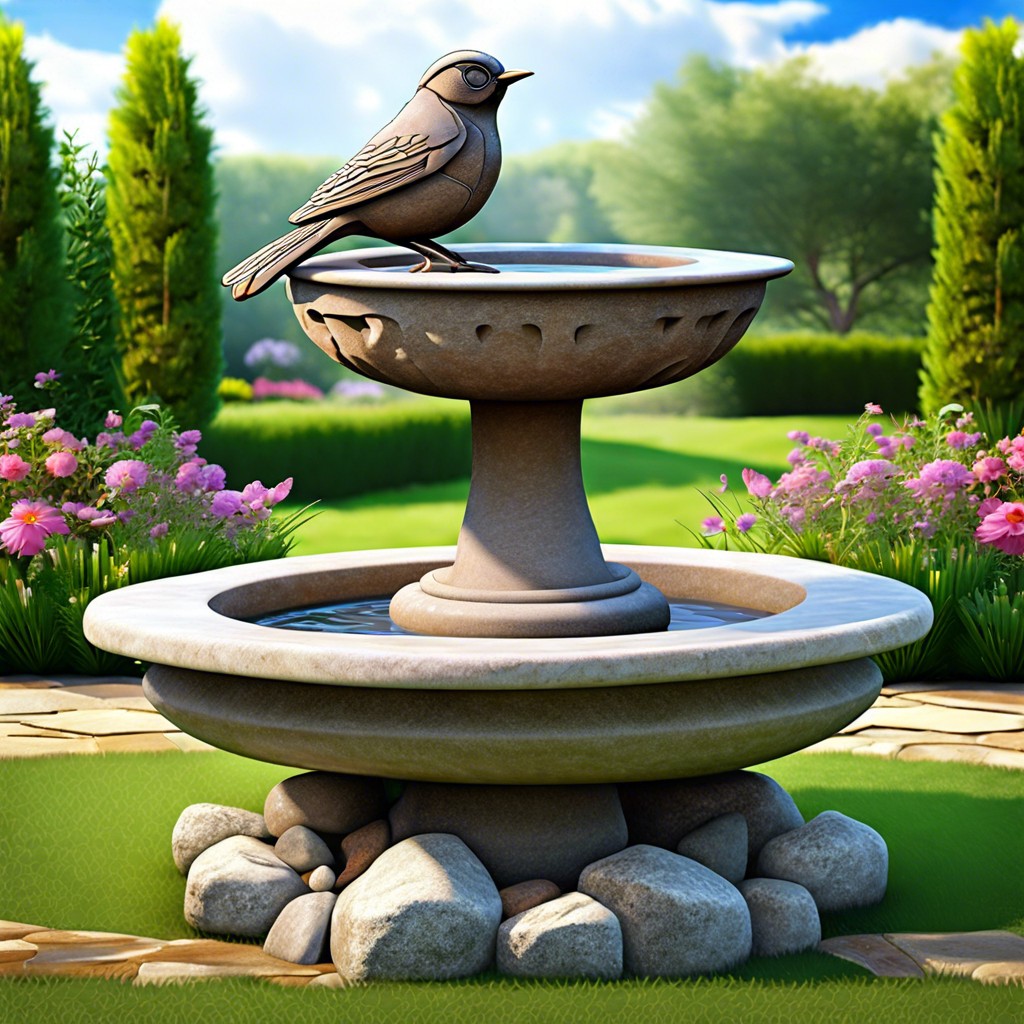 natural stone bird bath