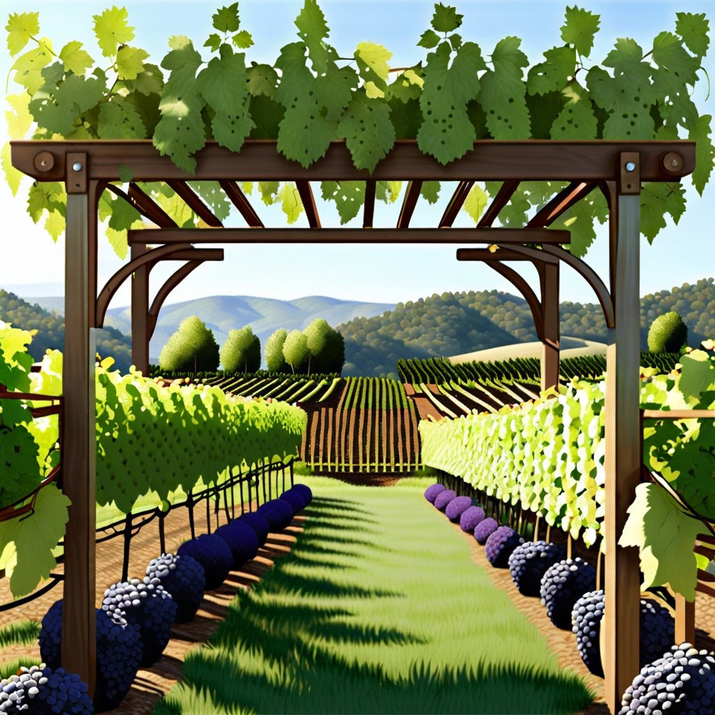 vineyard with grape trellises