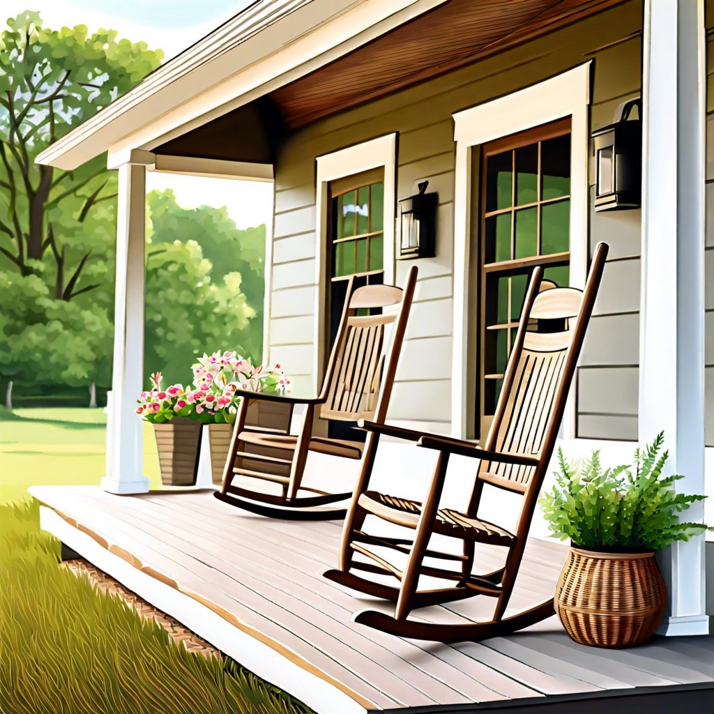 wooden rocking chair porch area